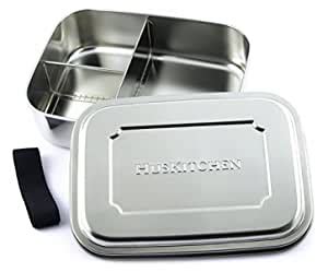 huskitchen stainless steel bento lunch box extra large|insulated stainless steel lunch box.